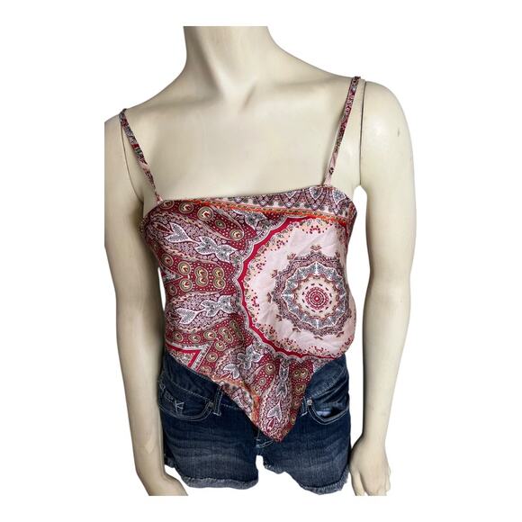 Satin Hankie Festival Top Shirt Concert Summer Skimpy Beach Crop y2k Tank Boho - Picture 4 of 6